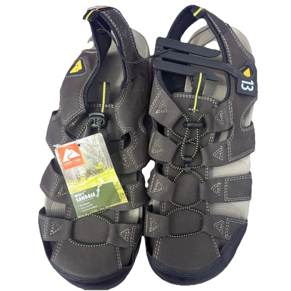 OZARK TRAIL MENS Sandals 13 CLOSED TOE OUTDOOR Brown Toggle‎ Strap NEW